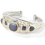 Sterling Silver / Platinum & 18K Vermeil 7.5 Opaque Gemstone Cuff Bracelet