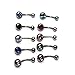 Crazypiercing Set of 10pcs 14GEM Double Gem Belly Button Ring Body Jewelry Piercing Ring 10 pcs