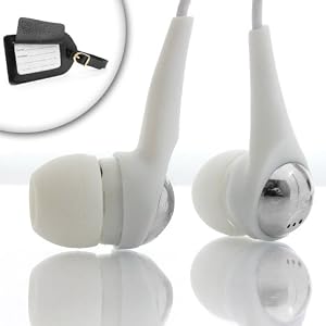 Hi-Fi PureSOUND Alpine White Soft Silicon Earbuds for Portable DVD Players - Everlasting Nylon Cord - Noise Isolation Ear Buds ** Includes TWO Bonus Leather Luggage Tags