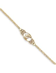 14k Yellow Gold 10in Polished Dolphin Anklet. Metal Wt- 2.18g