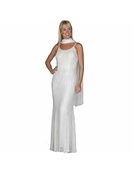 Slit Beaded Rayon/Silk Evening Dress 