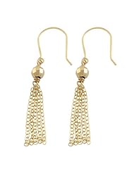 14 Karat Yellow Gold Diamond-cut Bead Tassel Earrings