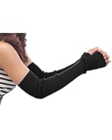 NOVAWO Women's Premium 100% Wool Arm Warmers Fingerless Gloves with Thumb Hole
