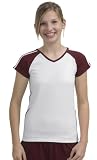 Ladies V-Neck Colorblock Tee Shirt