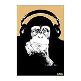 Steez (Headphone Chimp) Art Poster Print - 24x36