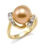 South Sea Golden Pearl Ring with Diamonds in 14K Yellow Gold