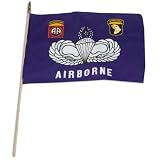 Airborne - Regular - Flag 12in x 18in Mounted on 24in Wooden Stick
