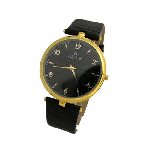 Oskar Emil Herrenuhr Vienna ultra flach gold schwarz