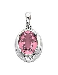 10K Yellow Gold Oval Cut Pink Tourmaline Pendant -- LIFETIME WARRANTY