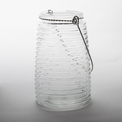 Eastland® Hanging Horizontal Ribbed Glass Jar 8" with Handle Set of 6