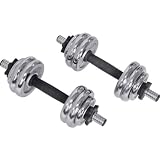 [HSB Bundle+] Pro Power 15kg Chrome Dumbbell Set with Advanced heartrate Watch, Gym Bag & Sports Water Bottle