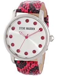 Steve Madden Womens SMW00012-03 Pink Faux Python Strap Watch