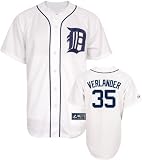 MLB Justin Verlander Detroit Tigers Youth Short Sleeve 6 Button Synthetic Replica Jersey (White, Small)