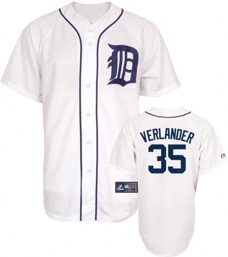 MLB Justin Verlander Detroit Tigers Youth Short Sleeve 6 Button Synthetic Replica Jersey (White, Medium)