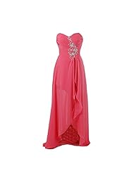 Sweetheart Chiffon/Polyester High-Low-Hem Pleated Sequined Lace-Up Beaded Homecoming Dress/Prom Dress 