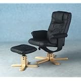 CENTURION BLACK LEATHER FACED SWIVEL RECLINER WITH FOOTSTOOLby CENTURION PINE 07779...
