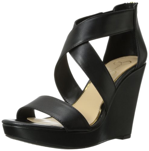 Jessica simpson women s jinxxi wedge sandal,black veg vachetta,5.…