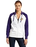 NFL Women's Minnesota Vikings Sport Princess Long Sleeve Raglan Full-Zip Fleece Hoodie (White/Regal Purple Heather, Medium)