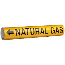 Brady 4097-C Snap-On 2-1/2" - 3-7/8" Outside Pipe Diameter B-915 Coiled Printed Plastic Sheet Black On Yellow Color Pipe Marker Legend "Natural Gas"