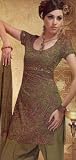 Deep Olive Green Faux Georgette Fashionable Salwar Kameez Unstitched Dress Material and Dupatta