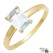 Ring With 0.65ctw Genuine Aquamarine Well Made in Yellow Gold - Certificate Available.