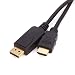 High Quality Black DisplayPort Male to HDMI Cable Male - 6 Feet / 2M