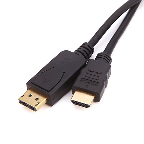 High Quality Black DisplayPort Male to HDMI Cable Male - 6 Feet / 2M