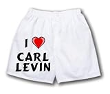 White Boxer Short with I Love Carl Levin