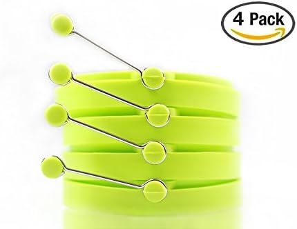 Silicone Egg Ring set by Bailyn - 4 Pack nonstick mold egg maker for breakfast pancake sandwiches round rings of 4''- perfect tools for benedict eggs poacher omelets (green)