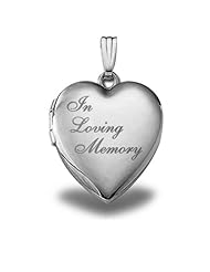Sterling Silver "In Loving Memory" Heart Locket 3/4 inch x 3/4 inch
