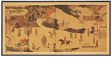Unique Asian Art, D&eacute;cor Gifts - 36" x 72" Chariots of Life Chinese Wall Screen Brush Art Painting