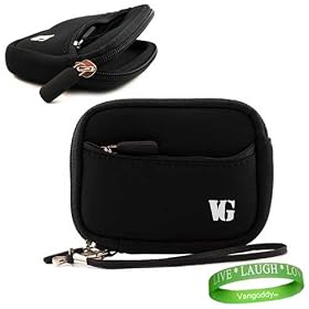 Neoprene Digital Camera Sleeve Case for your Canon Powershot Series: A1200 A2200 A2300 A2400 IS A3300 A3400 A4000 S95 S100 ELPH 110 HS ELPH 100 HS ELPH 510 520 530 HS ELPH 300 310 320 HS in Black + Green Vangoddy Bracelet!!!