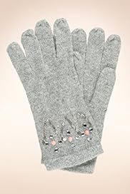 Sequin Bead Embellished Knitted Gloves with Angora