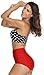 Angerella Polka High Waisted Cute Bikini Swimwear Bathing Suit(BKI031-R1-3XL), Red-Two, US12-14=Tag Size 3XL