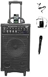 PYLE-PRO PWMA890UI 500 Watt Wireless Rechargeable Portable PA System with iPod Dock, FM/USB/SD, Handheld and Lavalier Microphones