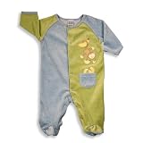 Little Me - Infant Boys Long Sleeve Footed Velour Coverall, Blue, Green