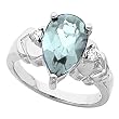 14K White Gold Sky Blue Topaz and Diamond Ring