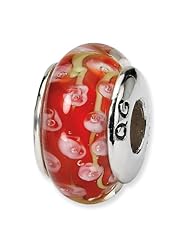Sterling Silver s Pink/red Hand-blown Glass Bead by Reflection Beads, Best Quality Free Gift Box Satisfaction Guaranteed