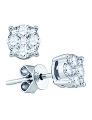 1.44 cttw 18k White Gold Diamond Flower Stud Earrings (Real Diamonds: 1.44 cttw)