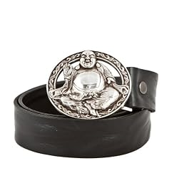 Tobacco Road Buddha Belt Buckle Italian Black Leather Belt