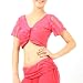 BellyLady Belly Dance/Yoga Short Sleeved Lace Workout Top - Rose Red - Small