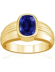 18K Yellow Gold Cushion Cut Blue Sapphire Solitaire Ring