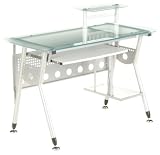 Produkt-Bild: HJH Office/Buerostuhl24 673783 Computertisch Schreibtisch Saturn Silver Glas