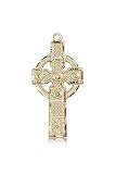 14kt Gold Kilklispeen Irish Irish Celtic Cross Medal 1 3/8 x 5/8" Inches 0252KT No Chain Included In A Grey Velvet Gift Box