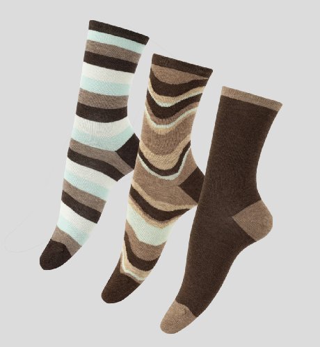 3 Pairs of Cotton Rich Wave Socks