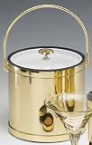 Review Kraftware  / Kraftware 76064 Mylar Polished Brass 3 Quart Ice Bucket with Bale Handle, Lucite Cover with Flat Knob