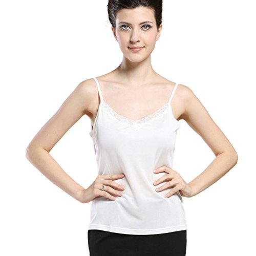 Forever Angel Women's 100% Pure Silk Knitted Lace Camisole Top