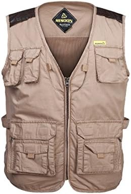 RESOON Men's Multi-pocket Cotton Fishing Vest (Coffee, XL)