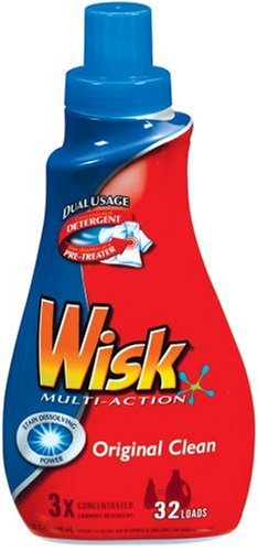 Wisk Multi Action Stain Dissolving Power Triple Concentrated Liquid Detergent Plus Effective Pre-Treater, 32 Load Bottles (Pack of 3)