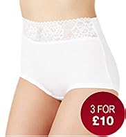 Cotton Rich No VPL Lace Waist Full Briefs